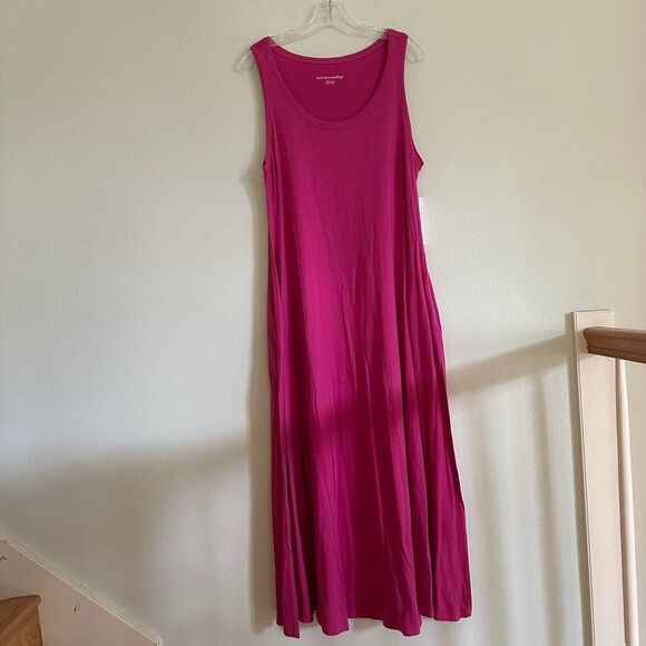 Soft Surroundings NWT Santiago Fuchsia Sleeveless Maxi Dress Pockets Petite L - Picture 2 of 12
